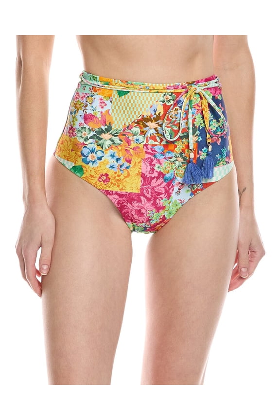 womens  Belted Retro Bikini Bottom, 12, Pink