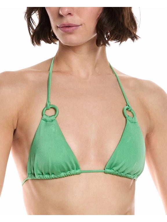 womens Hoop Slide Triangle Bikini Top, 8, Green