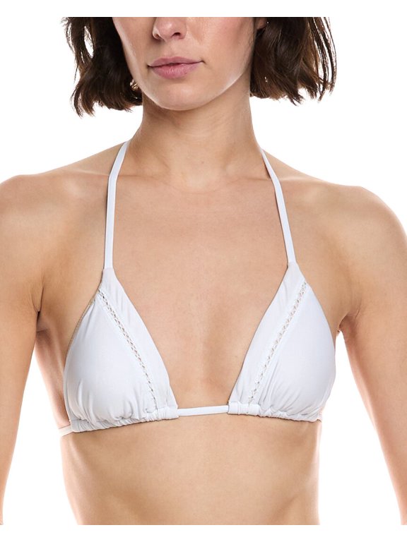 womens Slide Triangle Bikini Top, 10, White