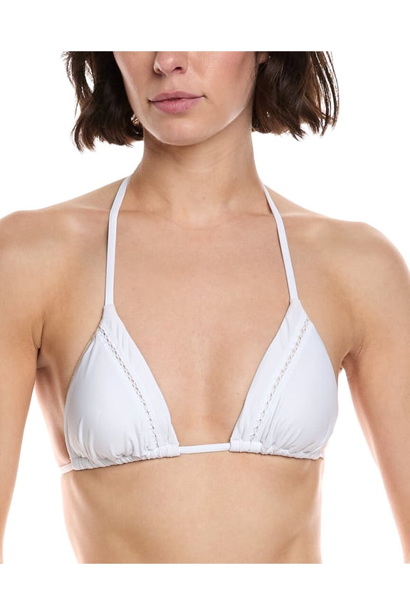 womens Slide Triangle Bikini Top, 6, White
