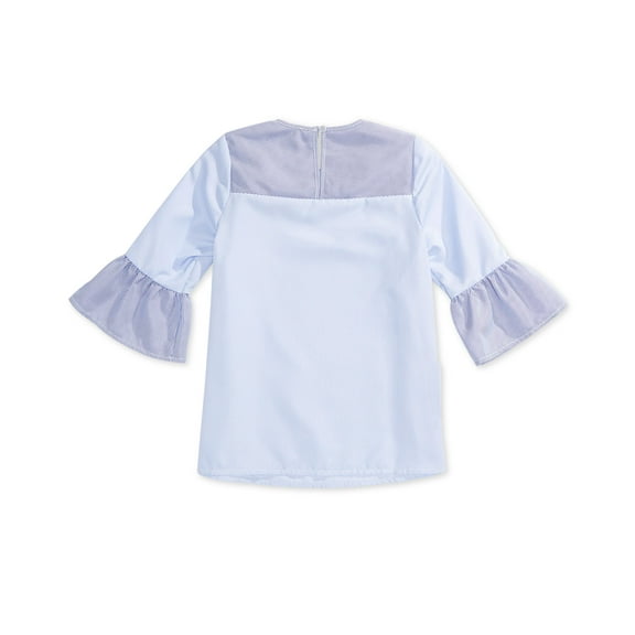 Monteau Big Girls Striped Sleeve Top Children shirt MSRP $29 Blue L/12