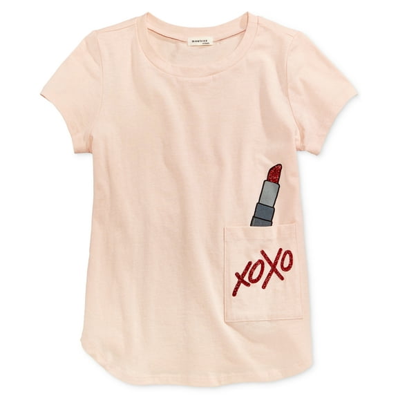 Monteau Graphic-Print Cotton T-Shirt, Big Girls (Peach, L)