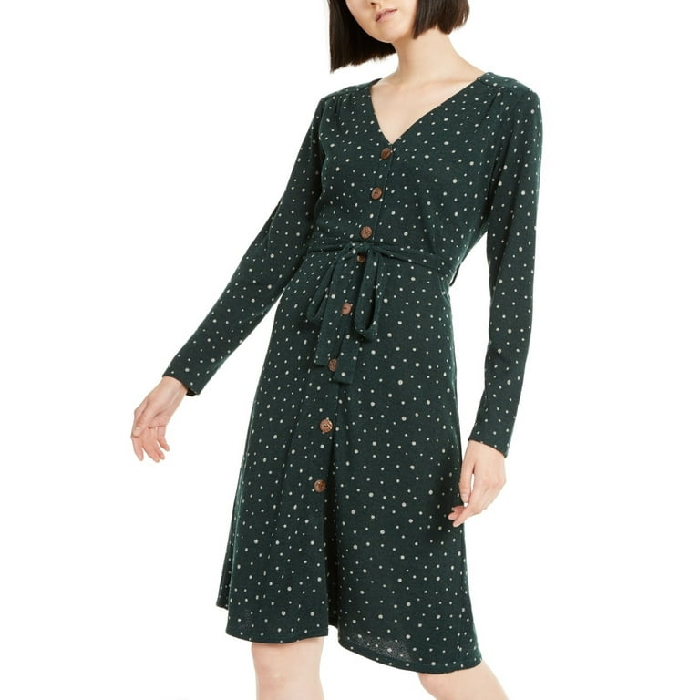 Monteau Women s Dot Wrap Dress Green Size Petite X Large Walmart