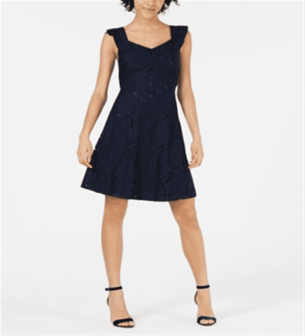 Monteau Women's Lace Fit & Flare Dress Navy Size Petite M - Walmart.com Monteau Women's Lace Fit & Flare Dress Navy Size Petite M - Walmart.com