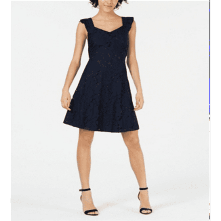 Navy lace fit and fashion flare dress