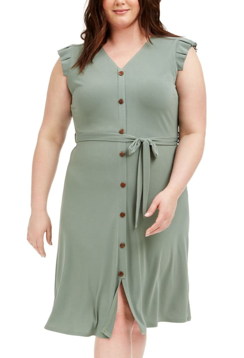 Plus size dress with cheap buttons down the front