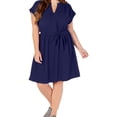thumbnail image 1 of Monteau Womens Belt A-line Dress, Blue, Plus Size, 2X, 1 of 1