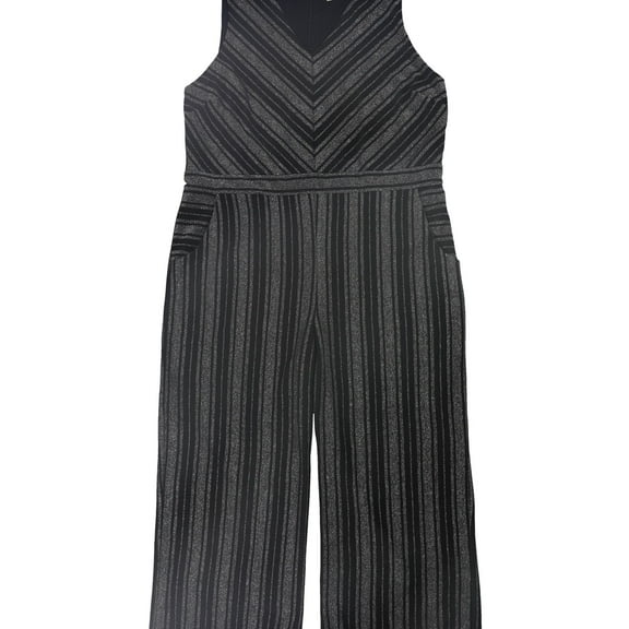 Monteau Womens Stripe Jumpsuit, Metallic, Plus Size, 2X