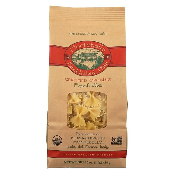 Montebello Organic Pasta Farfalle 16 oz Pack of 3