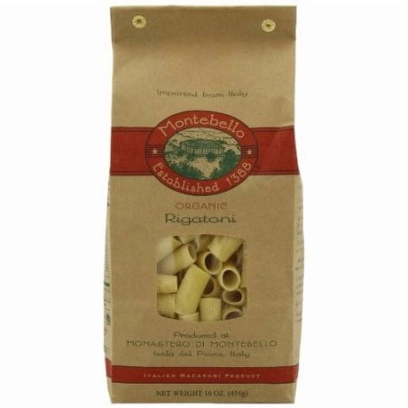 Montebello Organic Pasta - Rigatoni - Case of 12 - 1 lb.