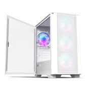 Montech AIR 100 ARGB MICRO-ATX Tower with Four ARGB Fans Pre Installed, Ultra-Minimalist Design, Fine Mesh Front Panel, High Airflow, Unique Side Swivel Tempered Glass, Dust Protection, White