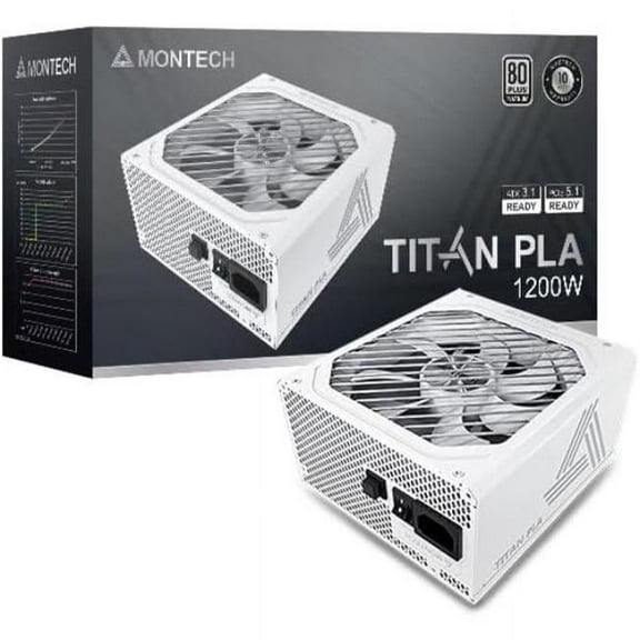 Montech TITANPLA1200WW High-End ATX Gaming Power Supply - 80 Plus & Cybenetics Platinum - Fully Modular - ATX 3.1 & PCIe 5.1 Ready - White
