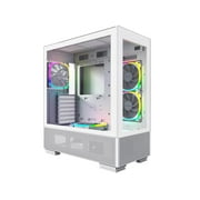 Montech Sky Two, Dual Tempered Glass, 4X PWM ARGB Fans Pre-Installed, ATX Gaming Mid Tower Computer Case, Type C, High Airflow Performance- White