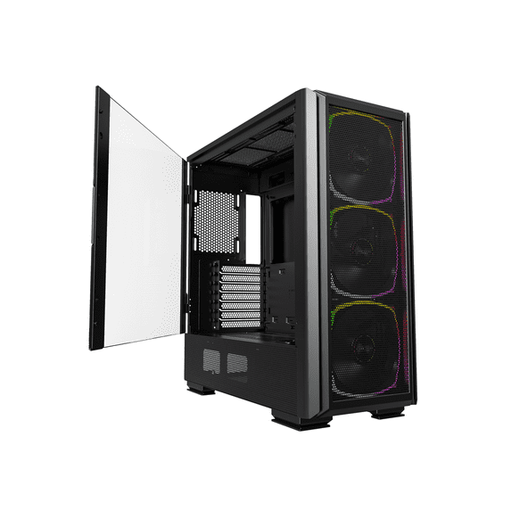 Montech Sky Two GX, E-ATX Mid Tower Case, High Airflow Performance, 3X 140mm PWM ARGB Fans Pre-Installed, Tempered Glass Side Panel, Metal Mesh Front, Type C, Support 4090 GPUs - Black