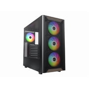 MONTECH XR Wood,Genuine Black Walnut Front, ATX Mid-Tower PC Gaming Case, Glass Side Panel, 4 x 120mm GF120 ARGB PWM Fans Pre-Installed , Black