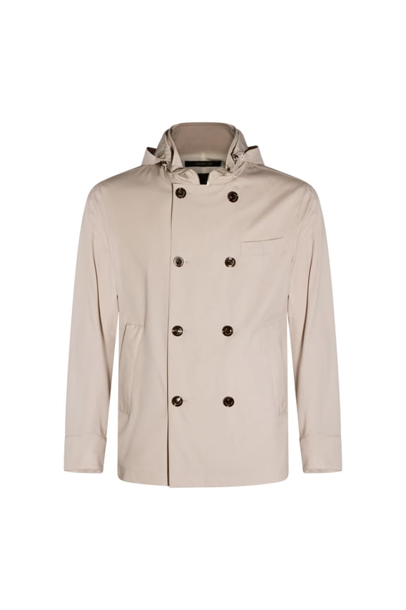 Double-Breasted Men's Coat With Hood (Men's)
