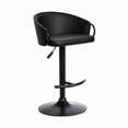 thumbnail image 1 of Montego Adjustable Black Faux Leather Black Powder Coated Finish Swivel Barstool, 1 of 1