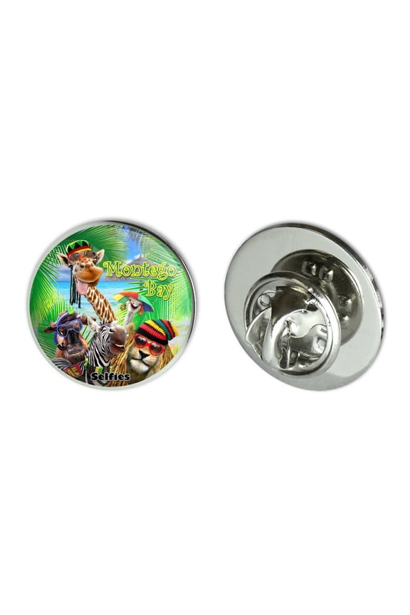 Montego Bay Jamaica Giraffe Zebra Lion Metal 0.75" Lapel Hat Pin Tie Tack Pinback
