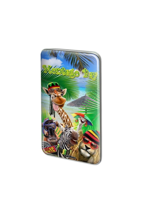 Montego Bay Jamaica Giraffe Zebra Lion Metal Rectangle Lapel Hat Pin Tie Tack Pinback