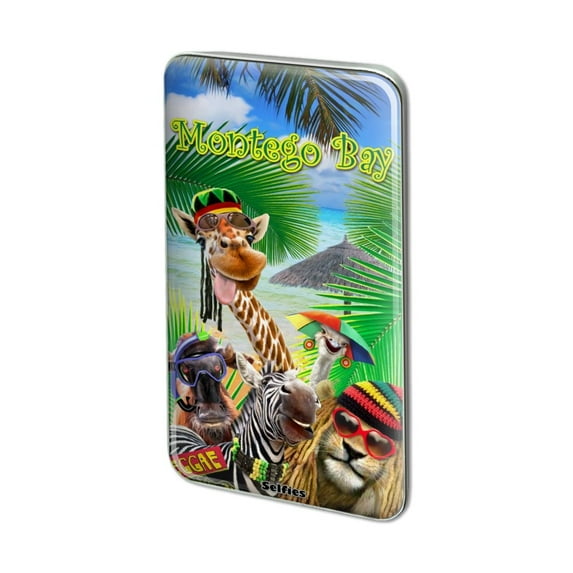 Montego Bay Jamaica Giraffe Zebra Lion Metal Rectangle Lapel Hat Pin Tie Tack Pinback