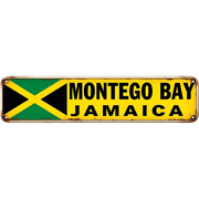 Montego Bay Jamaica Tin Sign - 16x4 Inch - Ideal for Travel Room, Bar, Man Cave Decor - Tropical Signs, Caribbean Wall Art