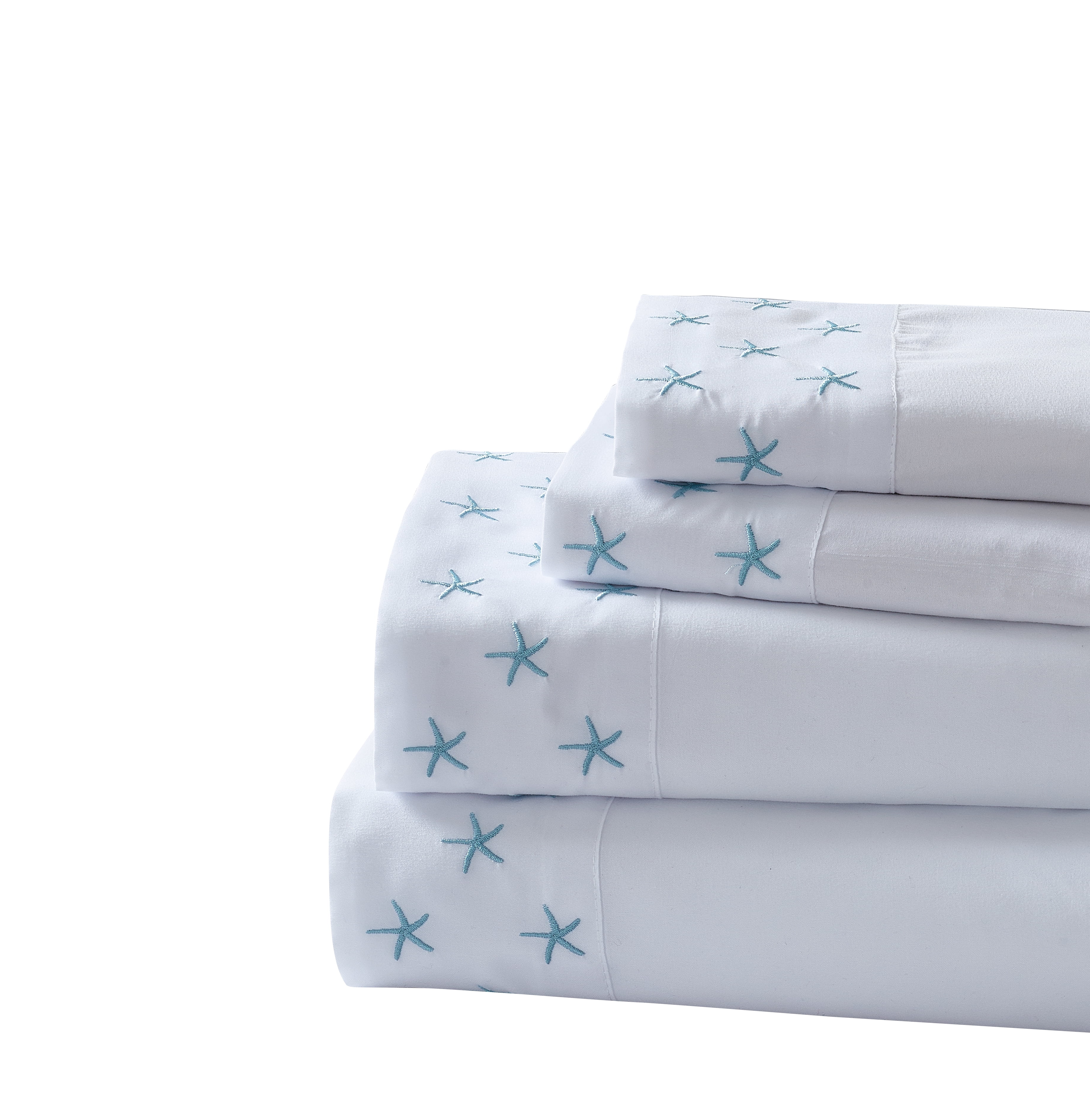 Montego Bay Starfish 4-piece Embroidered Sheet Set Full