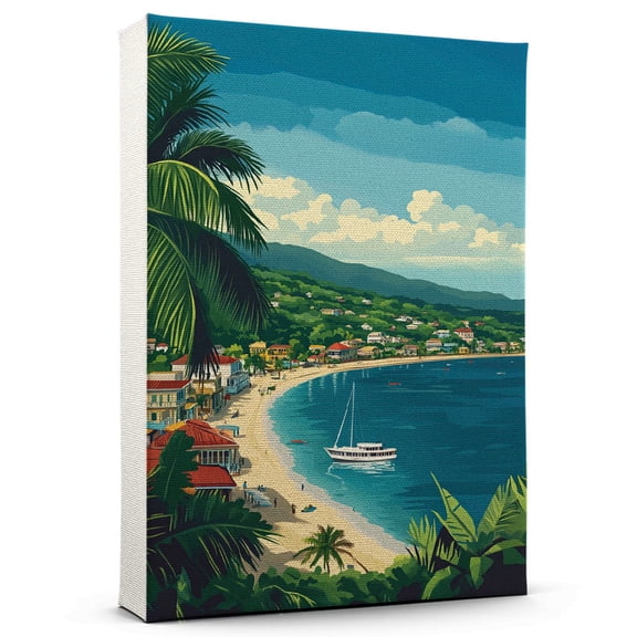 Montego Bay Travel Canvas, Vintage City Canvas Jamaica Canvas Wall Art, Montego Bay Canvas Colorful, Jamaica Picture Canvas - 104AZ911