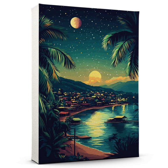 Montego Bay Travel Starry Night Canvas Print, Jamaica Canvas Wall art, Montego Bay Map Canvas, Jamaica Travel Art Picture Print -96AZ891