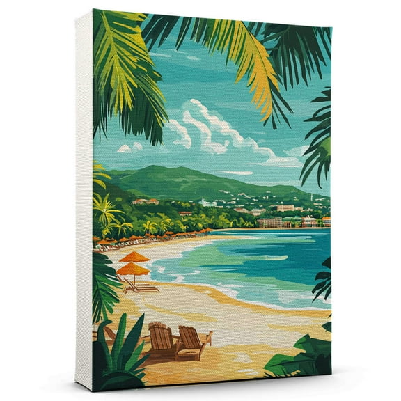 Montego Bay Vintage Travel Canvass, Jamaica Canvas Wall Art, Montego Bay Canvas Wall Art, Jamaica Wall Art Picture Print Decor - 105AZ911