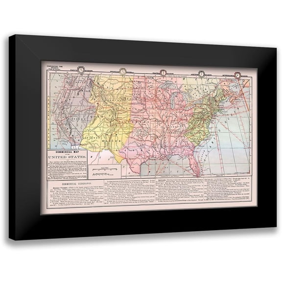 Monteith 14x11 Black Modern Framed Museum Art Print Titled - United States - Commercial Map - Monteith 1882