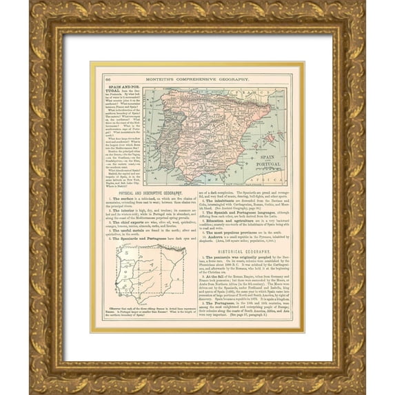 Monteith 15x18 Gold Ornate Wood Framed with Double Matting Museum Art Print Titled - Spain Portugal - Monteith 1882