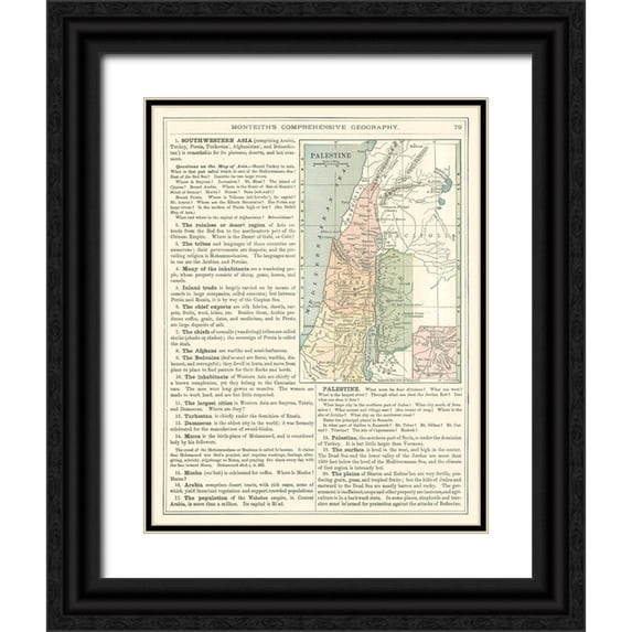 Monteith 26x32 Black Ornate Wood Framed with Double Matting Museum Art Print Titled - Middle East Palestine Israel - Monteith 1882