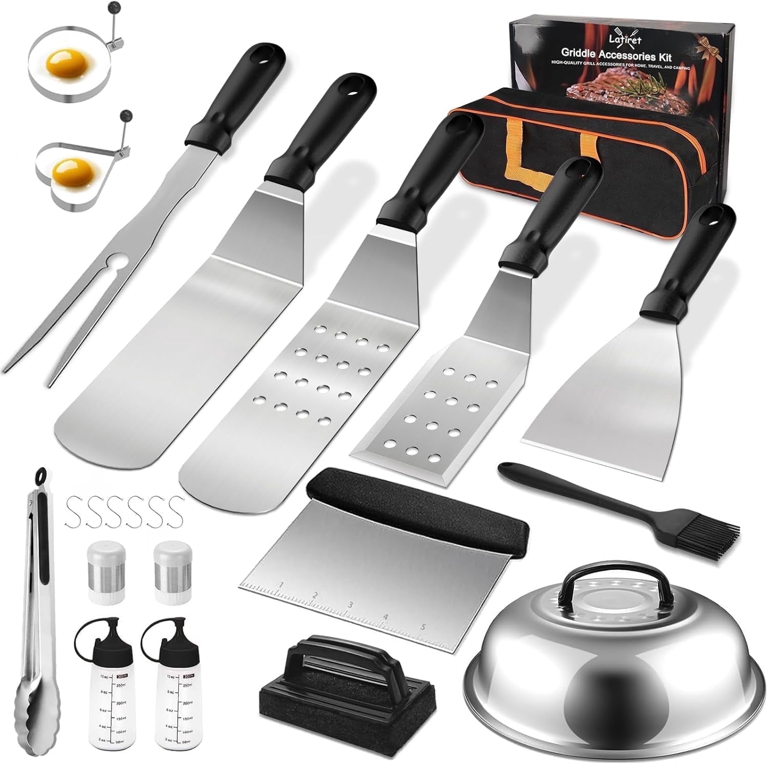 Monteka Blackstone Griddle Accessories Kit, 23Pcs Grilling Accessories Set for Camp Chef, Flat Top Griddle Accessories with Scraper, Spatula, Basting Cover, Outdoor Grill Tools