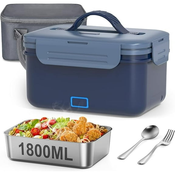 Monteka Cordless Electric Lunch Box for Adults, 1.8L Rechargeable Heated Lunch Box for Men, Portable Self-Heating Food Warmer for Car/Truck/Office Christmas White Elephant Gifts for Men Women