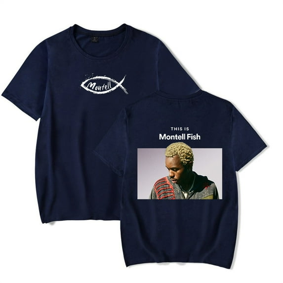 Montell Fish T-shirt Men Women Fashion Crewneck Hip Hop Short Sleeve Casual Tops Tees