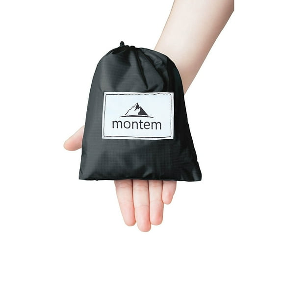 Montem Premium Pocket Blanket / Compact Picnic, Beach, Outdoor, Camping Blanket Made From Premium Soft and Lightweight Waterproof Material Ideal for Camping / Traveling / Hiking (Black)