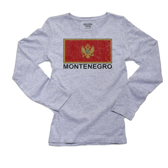Montenegro Flag - Special Vintage Edition Women's Long Sleeve Grey T-Shirt