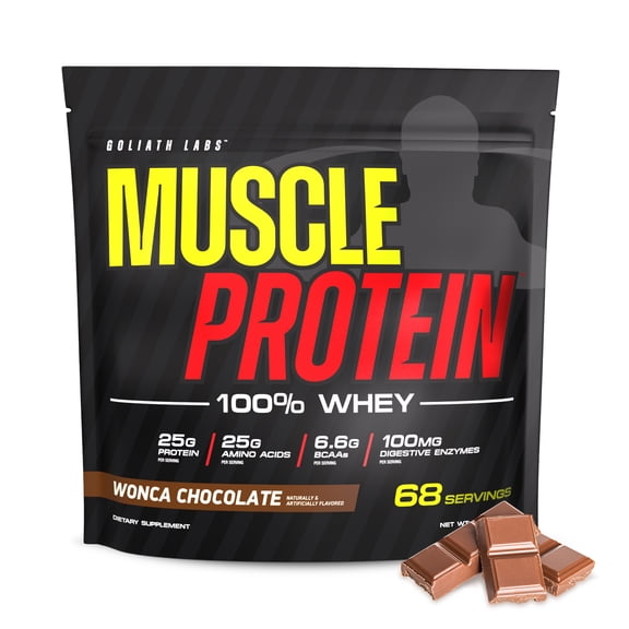COLOSSAL LABS Muscle Protein Whey Powder [5 lbs/Pack of 1]– Cold Filtered, 25g Pure Protein, 6.6g BCAAs (Packaging May Vary) (5LB, Chocolate)