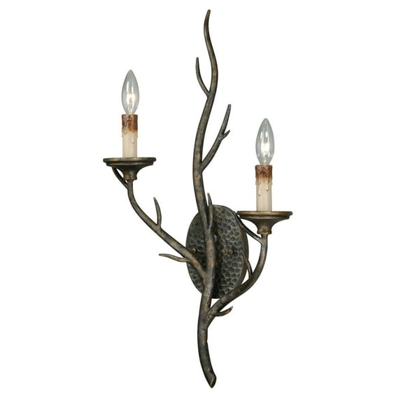 Monterey 2 Light Bronze Rustic Branch Candle Wall Sconce