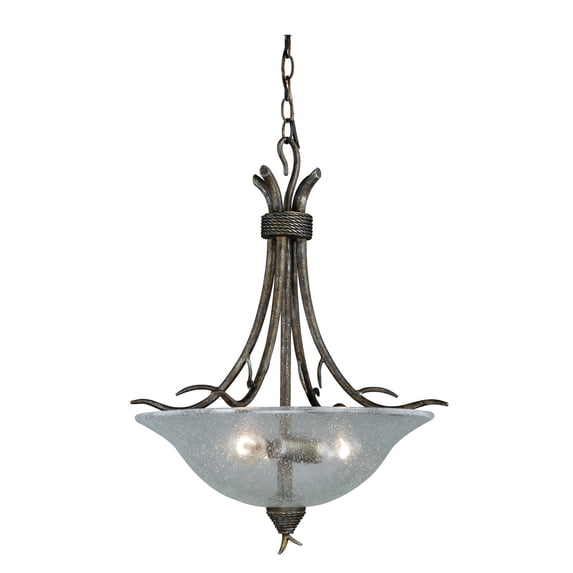 Monterey 3 Light Bronze Rustic Branch Bowl Pendant Clear Glass
