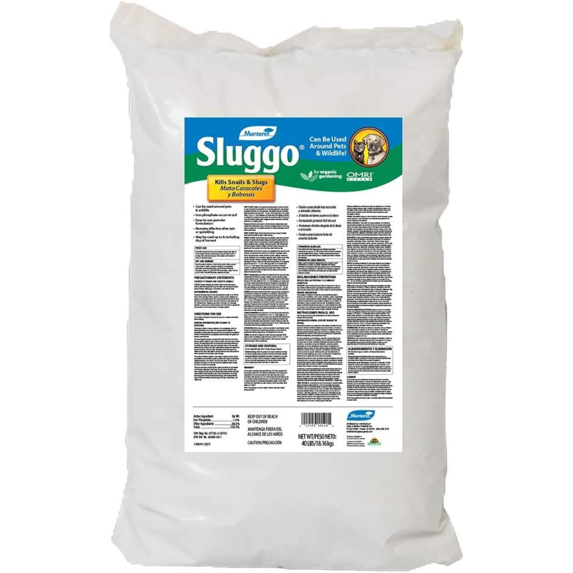 Monterey Sluggo Granular Snail & Slug Bait, 40 lbs