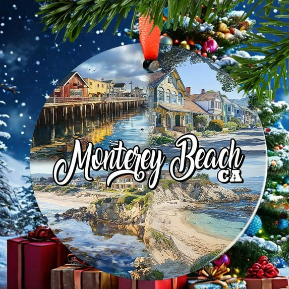Monterey Beach1 Christmas Ornament, Ceramic/Acrylic Ornament, Festive Gift Ornament, Keepsake for Mother’s Day, Valentine’s Day Decoration, Heirloom 2025