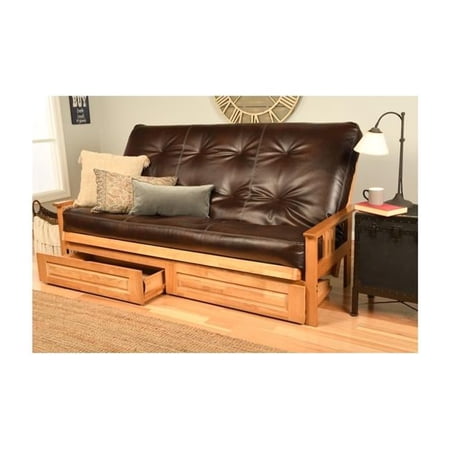 Monterey Butternut Futon Frame with Oregon Trail Java Mattress - Queen Size