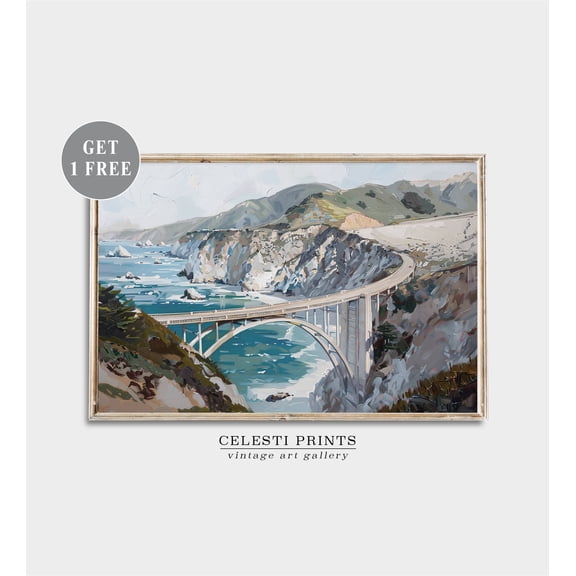 Monterey California Coastal Bridge Landscape Travel Poster, Big Sur Wall Art, Poster Only