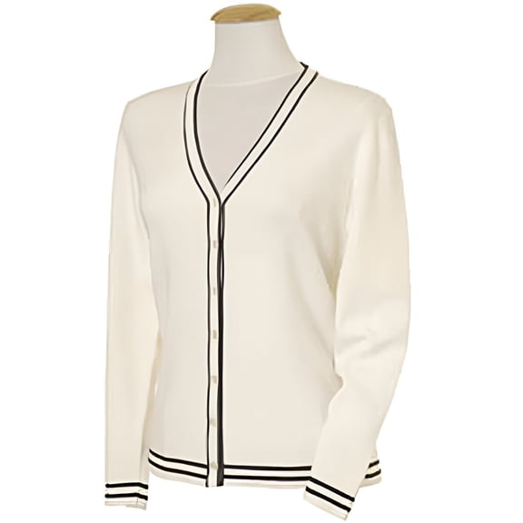 Monterey Club Ladies 77% Rayon/23% Nylon V-Neck Cardigan Long Sleeve Sweater #6168