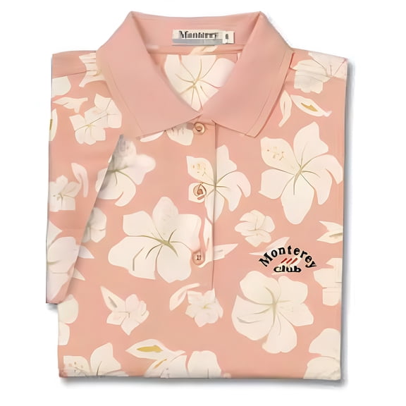 Monterey Club Ladies Flower Print Short Sleeve Golf Polo Shirt #2550
