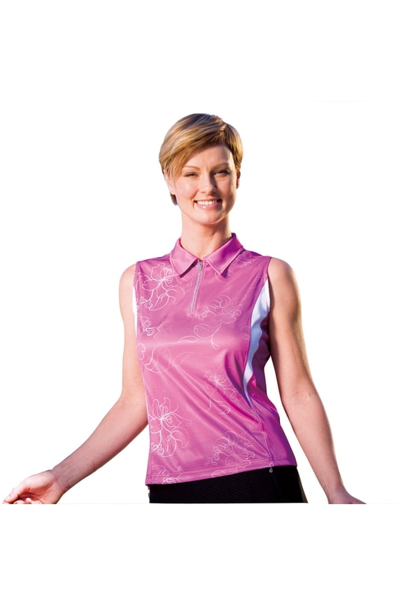 Ladies Polyester PD Jersey Moisture Wicking Fashion Sleeveless Sport Golf Polo Shirt #2545