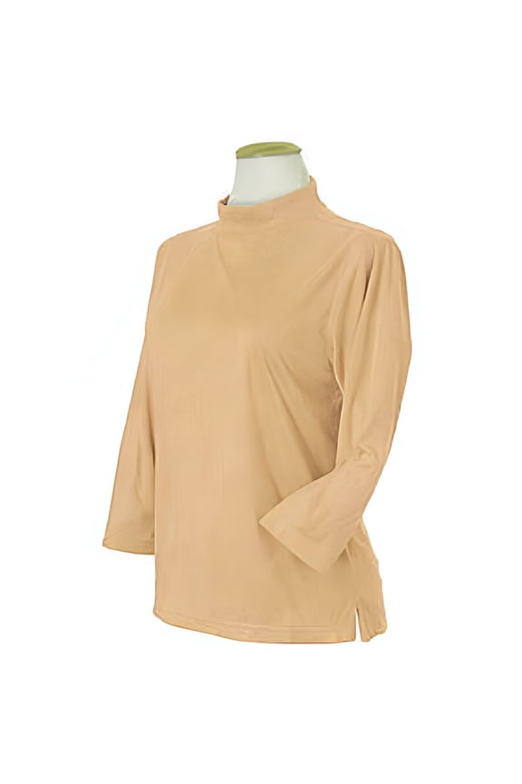 Ladies Solid Long Sleeve Mock Neck T-Shirt #2181