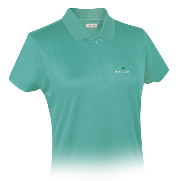 Monterey Club Ladies Solid Pique Zip Placket Short Sleeve Golf Polo Shirt #2022