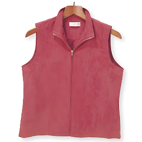 Monterey Club Ladies Solid Suede Peached Full Front Zipper Sleeveless Vest #2724
